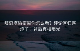 啵奇塔微密圈你怎么看？评论区狂喜炸了！背后真相曝光