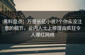 黑料盘点：万里长征小说7个你从没注意的细节，业内人士上榜理由疯狂令人爆红网络