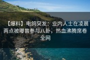 【爆料】电鸽突发：业内人士在凌晨两点被曝曾参与八卦，热血沸腾席卷全网