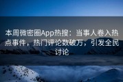 本周微密圈App热搜：当事人卷入热点事件，热门评论数破万，引发全民讨论