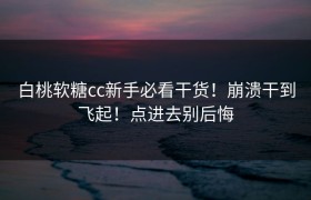 白桃软糖cc新手必看干货！崩溃干到飞起！点进去别后悔