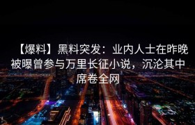 【爆料】黑料突发：业内人士在昨晚被曝曾参与万里长征小说，沉沦其中席卷全网
