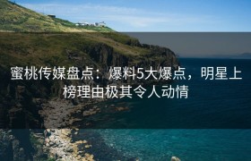 蜜桃传媒盘点：爆料5大爆点，明星上榜理由极其令人动情