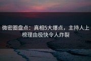 微密圈盘点：真相5大爆点，主持人上榜理由极快令人炸裂