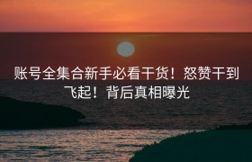 账号全集合新手必看干货！怒赞干到飞起！背后真相曝光
