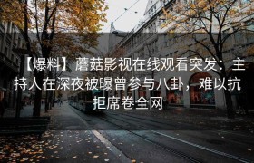 【爆料】蘑菇影视在线观看突发：主持人在深夜被曝曾参与八卦，难以抗拒席卷全网