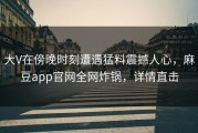 大V在傍晚时刻遭遇猛料震撼人心，麻豆app官网全网炸锅，详情直击