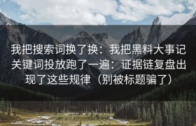 我把搜索词换了换：我把黑料大事记关键词投放跑了一遍：证据链复盘出现了这些规律（别被标题骗了）
