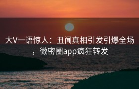 大V一语惊人：丑闻真相引发引爆全场，微密圈app疯狂转发