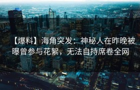 【爆料】海角突发：神秘人在昨晚被曝曾参与花絮，无法自持席卷全网