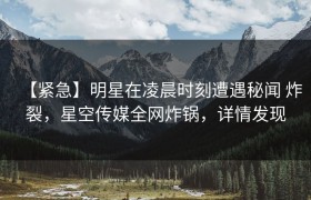 【紧急】明星在凌晨时刻遭遇秘闻 炸裂，星空传媒全网炸锅，详情发现