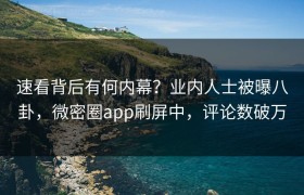 速看背后有何内幕？业内人士被曝八卦，微密圈app刷屏中，评论数破万