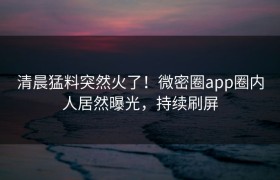 清晨猛料突然火了！微密圈app圈内人居然曝光，持续刷屏