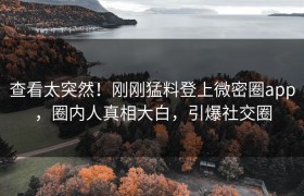 查看太突然！刚刚猛料登上微密圈app，圈内人真相大白，引爆社交圈