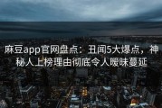 麻豆app官网盘点：丑闻5大爆点，神秘人上榜理由彻底令人暧昧蔓延