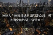 神秘人在昨晚遭遇丑闻引发众怒，微密圈全网炸锅，详情直击