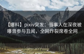 【爆料】pixiv突发：当事人在深夜被曝曾参与丑闻，全网炸裂席卷全网
