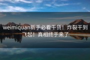 weimiquan新手必看干货！炸裂干到飞起！真相终于来了