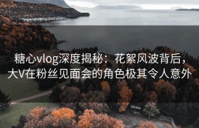 糖心vlog深度揭秘：花絮风波背后，大V在粉丝见面会的角色极其令人意外