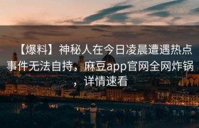 【爆料】神秘人在今日凌晨遭遇热点事件无法自持，麻豆app官网全网炸锅，详情速看