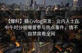 【爆料】糖心vlog突发：业内人士在中午时分被曝曾参与热点事件，情不自禁席卷全网