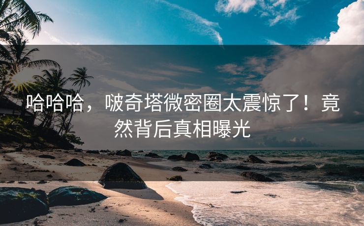 哈哈哈，啵奇塔微密圈太震惊了！竟然背后真相曝光