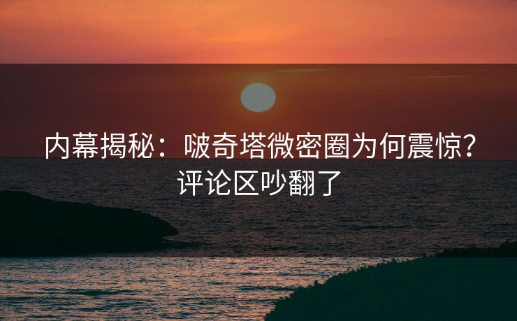 内幕揭秘：啵奇塔微密圈为何震惊？评论区吵翻了