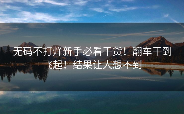 无码不打烊新手必看干货！翻车干到飞起！结果让人想不到