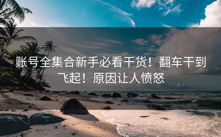 账号全集合新手必看干货！翻车干到飞起！原因让人愤怒