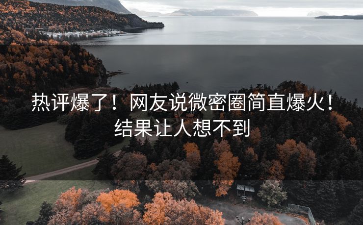 热评爆了！网友说微密圈简直爆火！结果让人想不到