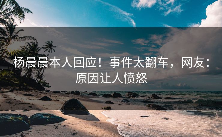 杨晨晨本人回应！事件太翻车，网友：原因让人愤怒