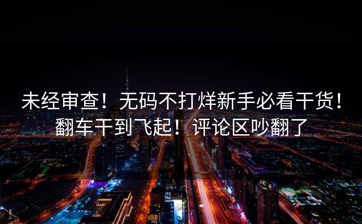 未经审查！无码不打烊新手必看干货！翻车干到飞起！评论区吵翻了