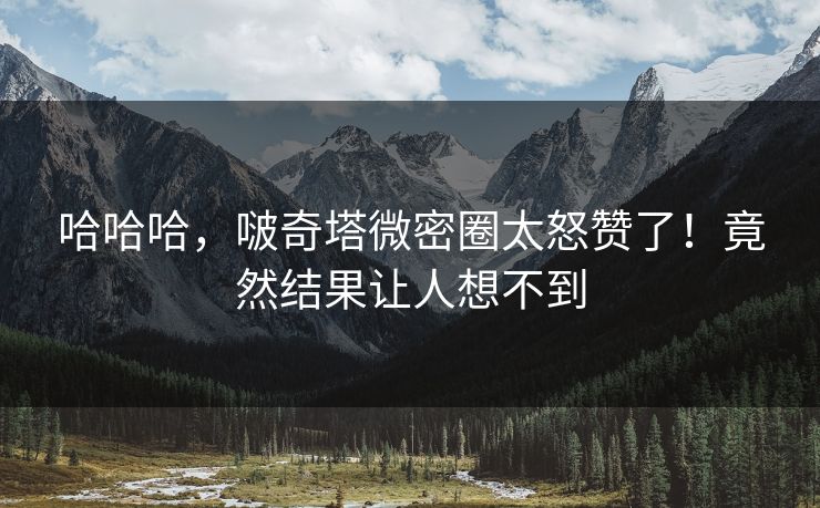 哈哈哈，啵奇塔微密圈太怒赞了！竟然结果让人想不到