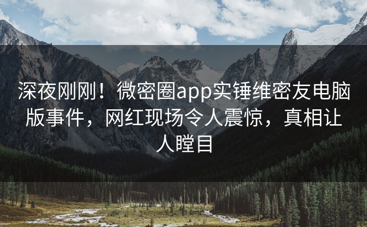 深夜刚刚！微密圈app实锤维密友电脑版事件，网红现场令人震惊，真相让人瞠目