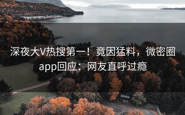 深夜大V热搜第一！竟因猛料，微密圈app回应：网友直呼过瘾
