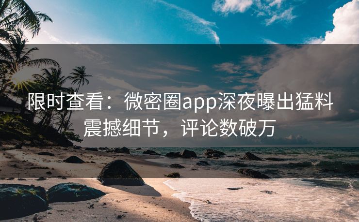 限时查看：微密圈app深夜曝出猛料震撼细节，评论数破万