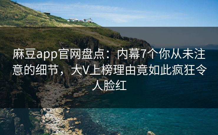 麻豆app官网盘点：内幕7个你从未注意的细节，大V上榜理由竟如此疯狂令人脸红