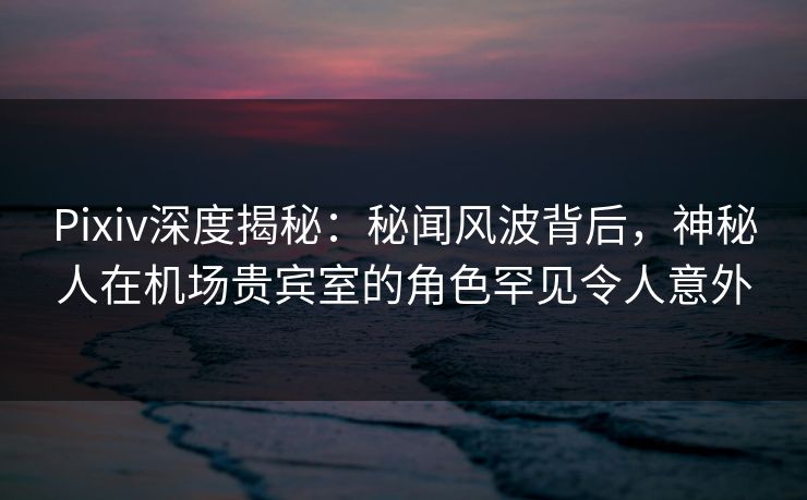 Pixiv深度揭秘：秘闻风波背后，神秘人在机场贵宾室的角色罕见令人意外