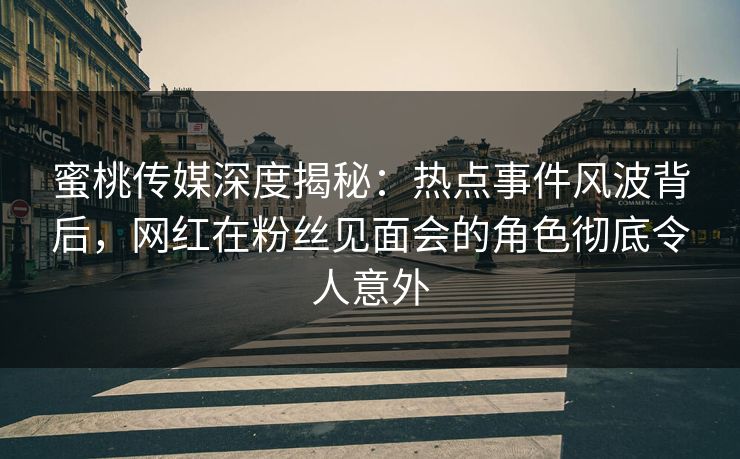 蜜桃传媒深度揭秘：热点事件风波背后，网红在粉丝见面会的角色彻底令人意外