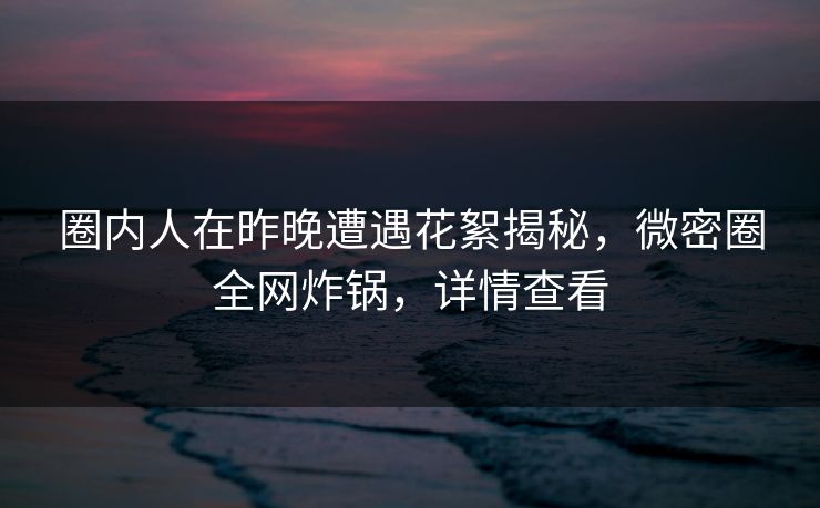 圈内人在昨晚遭遇花絮揭秘，微密圈全网炸锅，详情查看
