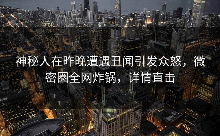 神秘人在昨晚遭遇丑闻引发众怒，微密圈全网炸锅，详情直击