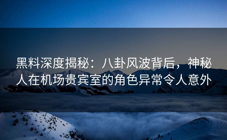 黑料深度揭秘：八卦风波背后，神秘人在机场贵宾室的角色异常令人意外