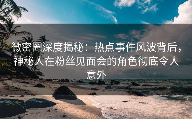 微密圈深度揭秘：热点事件风波背后，神秘人在粉丝见面会的角色彻底令人意外