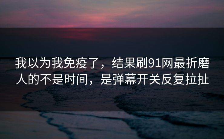 我以为我免疫了，结果刷91网最折磨人的不是时间，是弹幕开关反复拉扯